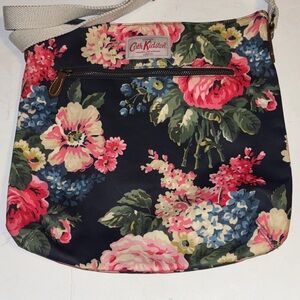 CATH KIDSTON OF LONDON NAVY BLUE WITH PINK FLORAL DESIGN MESSENGER/CROSSBODY BAG